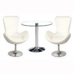 Dante Bistro Set In Clear Glass With 2 Destiny White Chairs