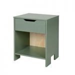Fusion Wooden Bedside Cabinet In Green Pine With 1 Drawer