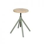 Stratus Round Stool In Wooden Top With Green Metal