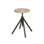Stratus Round Stool In Wooden Top With Black Metal