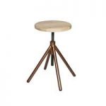 Stratus Round Stool In Wooden Top With Copper Metal