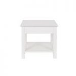 Capiz Side Table Square In White Pine With Undershelf