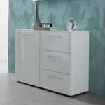 Vector Chest Of Drawers In White With Glass Fronts And 3 Drawers