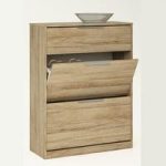 Bayern Shoe Cabinet In Brushed Oak With 2 Flap Doors