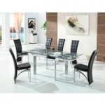 Maxim Extendable Glass Dining Set With 6 Ravenna Black Chairs
