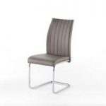 Riva Dining Chair In Taupe Faux Leather With Chrome Base