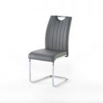 Riva1 Dining Chair In Grey Faux Leather With Handle Hole