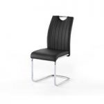 Riva1 Dining Chair In Black Faux Leather With Handle Hole