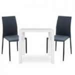 Fortis Bistro Set In White High Gloss With 2 Mila Chairs