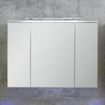 Dale Mirrored Wall Cabinet White High Gloss With 2 Doors And LED