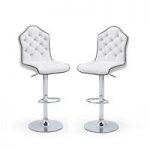 Sigma Modern Bar Stools In White Faux Leather In A Pair