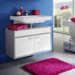 Aqua Wall Mount Vanity Cabinet In Concrete And Gloss White Front