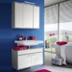Aqua Wall Mount Bathroom Set In Concrete White High Gloss LED