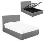 Rother Double Storage Bed In Upholstered Grey Fabric