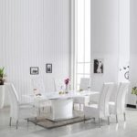 Clintock High Gloss Dining Table And 6 Asam White Chairs
