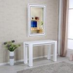 Diamante Console Table With Mirror In White High Gloss
