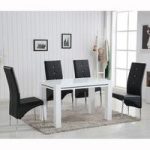 Diamante High Gloss Small Dining Table With 4 Vesta Black Chairs