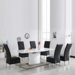 Clintock High Gloss Dining Table And 6 Asam Black Chairs