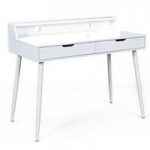 Oscar Computer Desk In White High Gloss With 2 Drawers