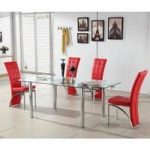Alicia Extending Glass Dining Table With 6 Ravenna Red Chairs