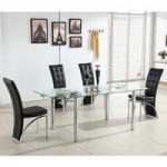 Alicia Extending Glass Dining Table With 6 Ravenna Black Chairs