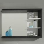 Forum Wall Mirror With Shelf In Smoky Silver High Gloss Fronts