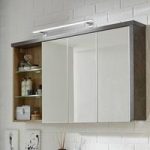 Bayern Wall Mounted Mirror Cabinet In Acacia Dark With LED