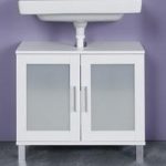 Onix Vanity Cabinet In White And Glass Fronts With 2 Doors