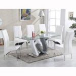 Barcelona Glass Dining Table In High Gloss And 6 Vesta Chairs