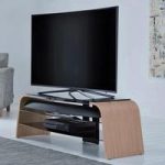Sonic Wooden TV Stand In Light Oak With Black Glass