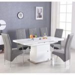 Elgin Convertible Extendable Dining Table With 6 Grey Chairs