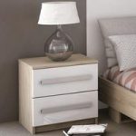 Evita Bedside Cabinet In Brushed Oak And White High Gloss
