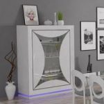 Marquis Glass Display Cabinet In White High Gloss With LED