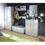 Canberra Hallway Furniture Set 1 In White High Gloss And Glass