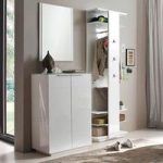 Canberra Hallway Furniture Set 2 In White High Gloss And Glass