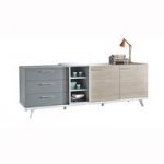 Seville Wooden Sideboard In White Grey And Oak With 2 Doors