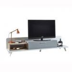 Seville Wooden TV Stand Large In White Grey And Oak With LED