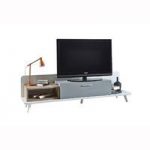 Seville Wooden TV Stand In White Grey And Oak With LED