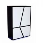 Deltino Storage Cabinet In White And Black Gloss With LED