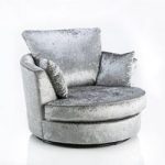 Ambrose Swivel Sofa Chair In Silver Velvet With Metal Feet