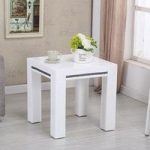 Diamante Square Lamp Table In White High Gloss