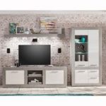 Parker Living Room Set In Concrete And White Gloss With LED