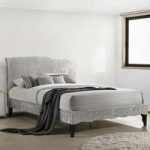 Orbit Fabric King Size Bed In Ice Crushed Velvet