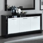 Lorenz Sideboard In Black And White High Gloss With 3 Doors