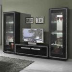 Gloria Living Room Set In Black Gloss And Crystals With LED