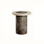 Encore Marble End Table Round In Dark Brown And Cream