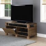 Somerset Wooden TV Stand In Rustic Oak With Flap Door