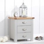 Platina Wooden Bedside Cabinet In Oak And Grey With 3 Drawers