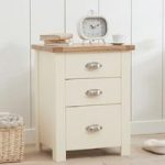 Platina Wooden Tall Bedside Cabinet In Oak And Cream
