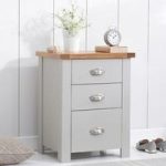 Platina Wooden Tall Bedside Cabinet In Oak And Grey